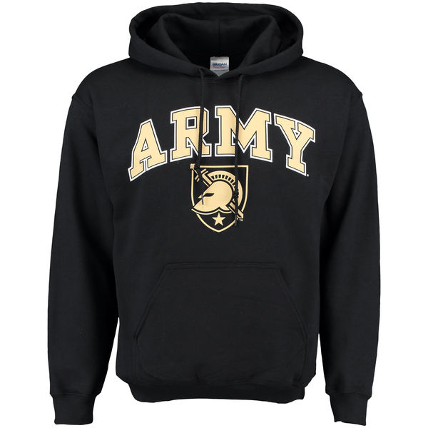 Men NCAA Army Black Knights New Agenda Midsize Arch Over Logo Hoodie Black->customized ncaa jersey->Custom Jersey